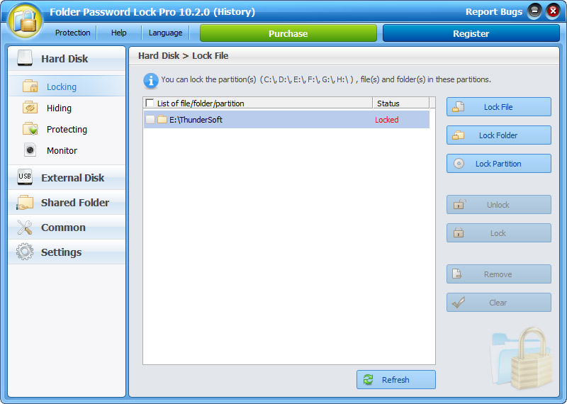 Folder Password Lock Pro software